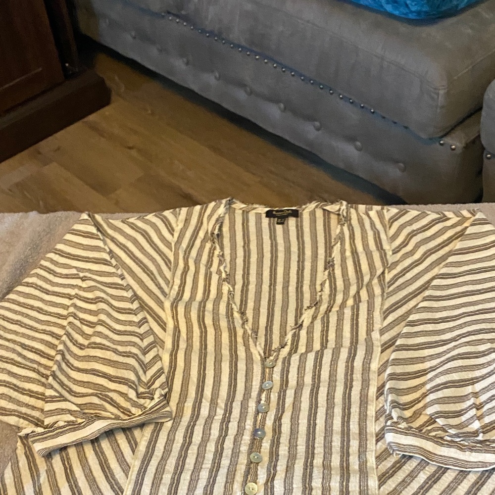 Massimo Dutti Striped Blouse in Cream and Black